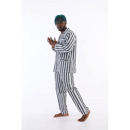 4007 Uzun Kol Çizgili Gaffur Erkek  Pijama Takım