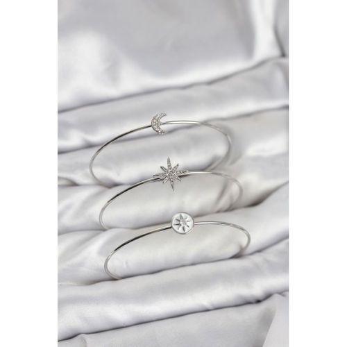 Gümüş Renk Zirkon Taşlı Kutup Yıldızı Model 3'lü Kadın Bileklik Kombini