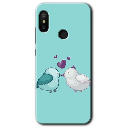 MRCİLETİSİM Xiaomi Mi Max 3 Kılıf HD Desen Baskılı Arka Kapak+Temperli Cam - Mutlu Kuşlar