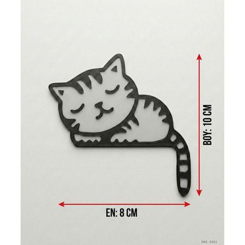 Uyuyan Kedi Figürlü Anahtar Priz Dekoru Siyah Beyaz