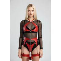 Kırmızı Harness Takım Suni Deri Zincir Detaylı Vücut Kemeri - Brf1219