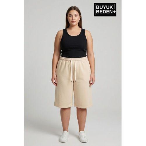 Kadın Büyük Beden Şort 3XL-6XL  Rahat Kesim Diz Altı Günlük Şort-SPR26BSRK591