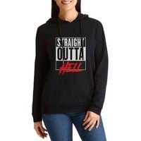 Lucifer Straight Outta Hell Baskılı Siyah Kadın Kapşonlu Sweatshirt