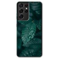 Galaxy S21 Ultra Kılıf HD Desen Baskılı Arka Kapak - Yağmurlu Yaprak + Kırılmaz Cam