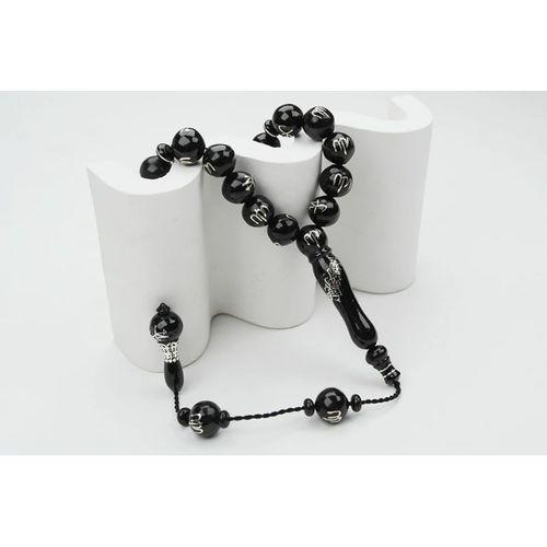 Oltu Taşı ALLAH MUHAMMET  Arapça El İşçiliği Tespih