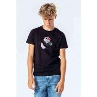 Kırmızı Başlıklı Panda Baskılı Unisex Çocuk Siyah T-shirt
