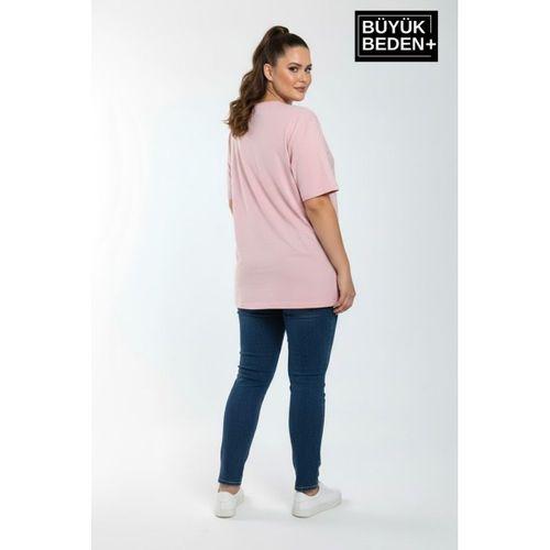 Kadın Büyük Beden El Yazılı Brooklyn Baskılı 3xl-6xl Bisiklet Yaka Tshırt SPR25BTSK510-6