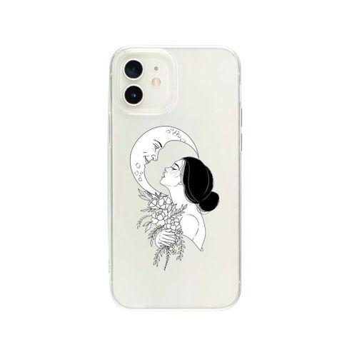 iPhone 12 Moon & Women Tasarımlı Premium Şeffaf Silikon Kılıf