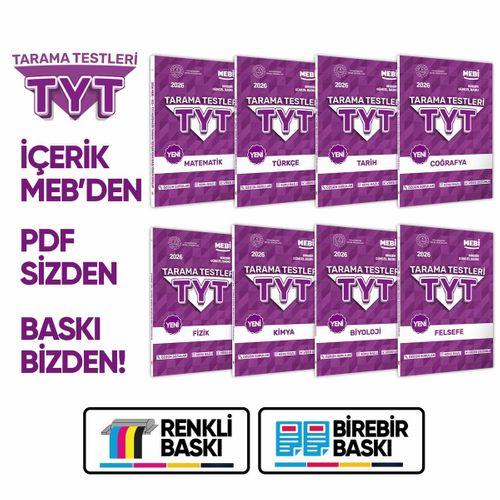 2026 YKS-TYT MEBİ-OGM 8li Tüm Dersler Özgün Tarama Test Kitabı A4 Boyut Renkli Görsel BASKI ÜCRETİ