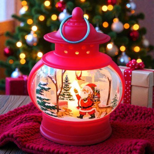 VIP OVAL KIRMIZI NOEL BABA YILBAŞI FENERİ GÜN IŞIĞI LED IŞIKLI FENER YILBAŞI HEDİYELERİ 14X8X4 CM