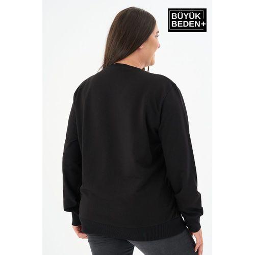 Kadın Büyük Beden Bisiklet Yaka İnce Sweatshirt – Regular Fit %64 Pamuklu SPR26BSWk956