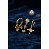 Kutup Yıldızı Model Gold Renk 3 lü Küpe Set