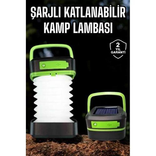 Led Lamba Kamp Lambası Hafif Taşınabilir Şarj Süreli Akordeon El Fenerli