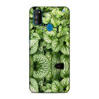 Samsung Galaxy M30s Kılıf Mavi Cicekli Yapraklar Arka Kapak Silikon Koruma Full Koruyucu