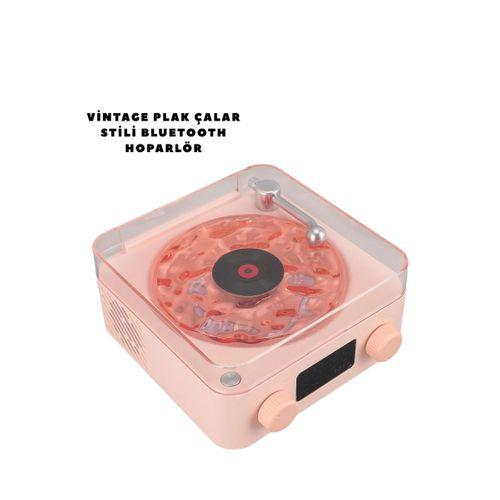 Retro Bluetooth Hoparlör Pembe
