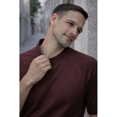 Beckett Reglan Kol İnce Triko Kısa Kollu Erkek T-Shirt - Kahve