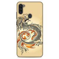 Samsung Galaxy M11 Kılıf Dragons (27) Tasarımlı Kılıf Siyah Ejderha Dövmesi