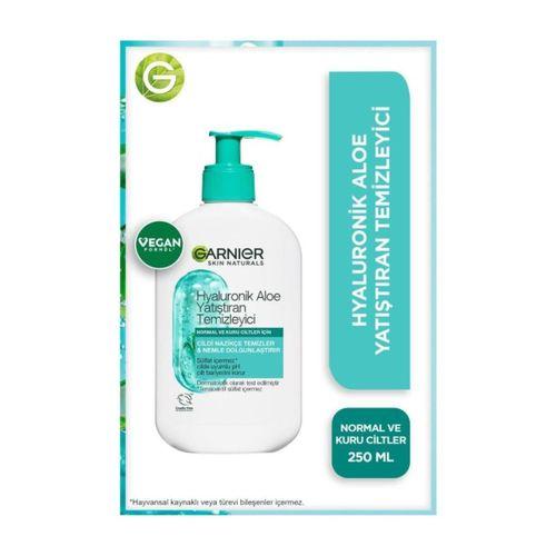 Garnier Hyaluronik Asit ve Aloe Vera İçeren Nemlendirici Yüz Temizleyici 250 ml – Normal ve Kuru Ciltler için Sülfatsız Vegan Formül