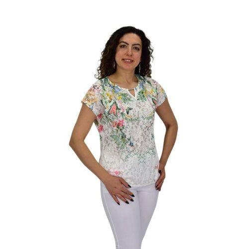 Kadın Kısa Kol Baskılı Bluz BGL-ST04691