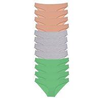 12 Adet Süper Eko Set Likralı Kadın Slip Külot Ten Gri Yeşil