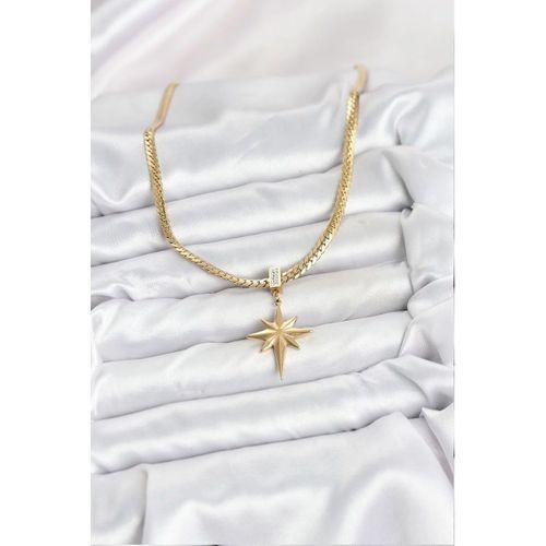 316L Çelik Zincir Gold Renk Kutup Yıldızı Model Kadın Kolye