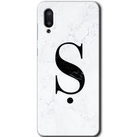 Galaxy A02 Kılıf HD Desen Baskılı Arka Kapak - Beyaz Mermer Desenli Ş Harfi