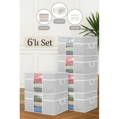 6 Adet Pencereli Yastık Hurcu Çizgili