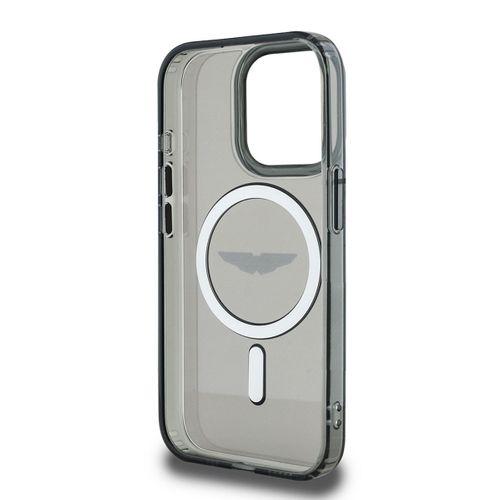 Apple iPhone 15 Pro Max Kılıf Aston Martin Orjinal Lisanslı M-safe Şarj Özellikli IML Baskı Logolu Metal Düğmeli Kapak