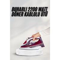 Yeni Nesil Kırmızı Buharlı Ütü 2200 Watt Seramik Tabanlı Yüksek Buhar Gücü