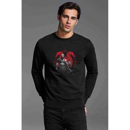 God of War Baskılı Siyah Erkek Sweatshirt