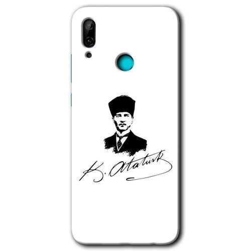 Huawei P smart 2019 Kılıf Baskılı Kapak - Kemal Atatürk İmza +Tam Ekran Koruyucu
