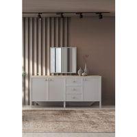 Yakamoz Sis Gri Çekmeceli Dolaplı Aynasız Büfe Konsol 185x48x82cm