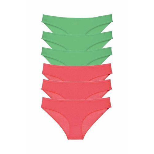 6 adet Eko Set Likralı Kadın Slip Külot Yeşil Fuşya
