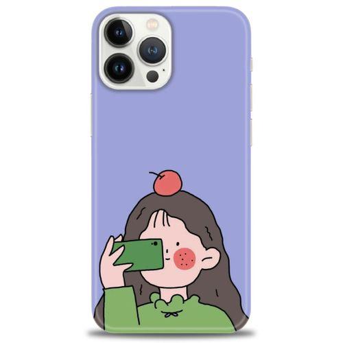 iPhone 14 Pro Max Kılıf HD Baskılı Kılıf - Yeşil Kız + Tam Ekran Koruyucu