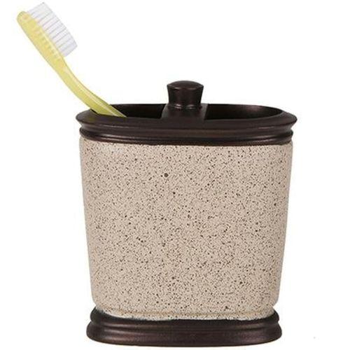 2 Adet Diş Fırçalık Bronz Kumlu Poliresin 10X12X5Cm Banyo Seti