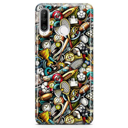 Huawei Nova 4e Kılıf Sporcu Doodle Arka Kapak Koruma Desenli Full Koruyucu