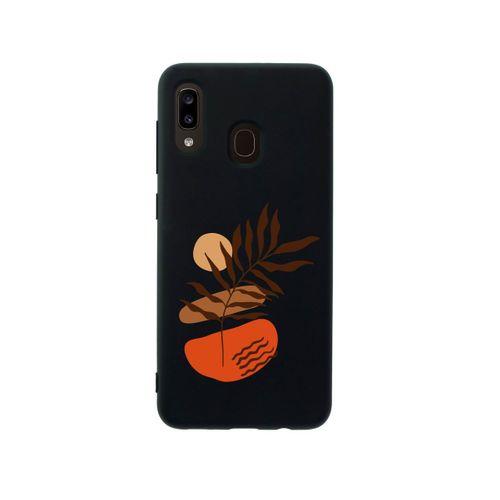Samsung A30 Floral Art Premium Silikonlu Siyah Telefon Kılıfı