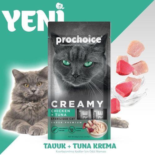 ProChoice Creamy Tavuklu ve Ton Balıklı Krema Kedi Ödülü 4x15 Gr