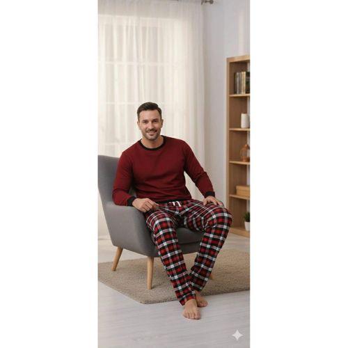 Pijalüx Tek Alt Kareli Kalın Poplin Ev Pantalonu