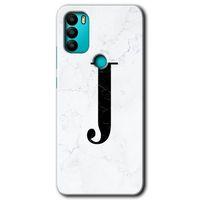 General Mobile GM 21 Plus HD Baskılı Kılıf + 9D Tam Ekran Koruyucu - Beyaz Mermer Desenli J Harfi