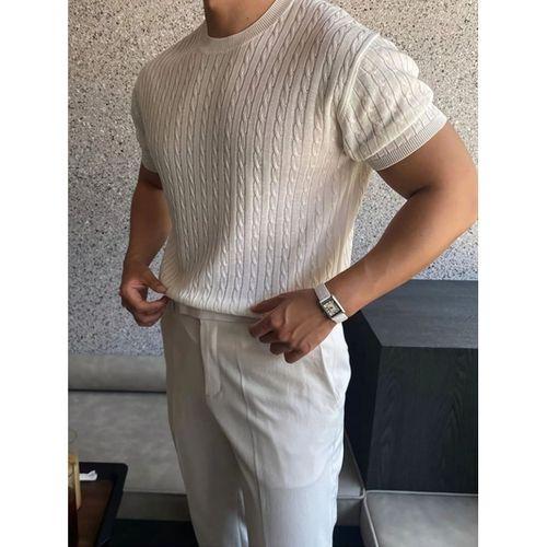 Erkek Kısa Kollu Bisiklet Yaka Triko Tişört