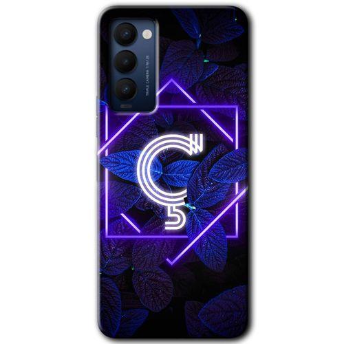 Tecno Camon 18P Kılıf HD Desen Baskılı Arka Kapak - Dark Neon Yaprak Ç Harfi + Kırılmaz Cam