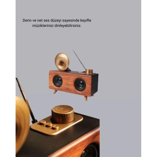Çift Hoparlörlü Retro Bluetooth Speaker 1800mah Bataryalı Aux Usb Sd Kartlı