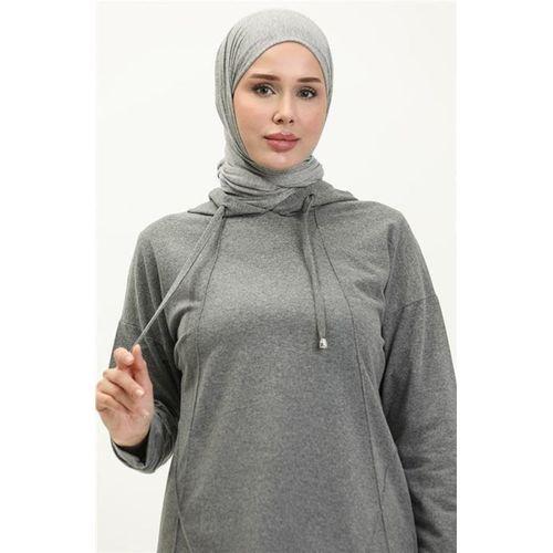 Kapşonlu O Yaka Sade Basic İkili Eşofman Spor Takımı - 03039.017 - Antrasit
