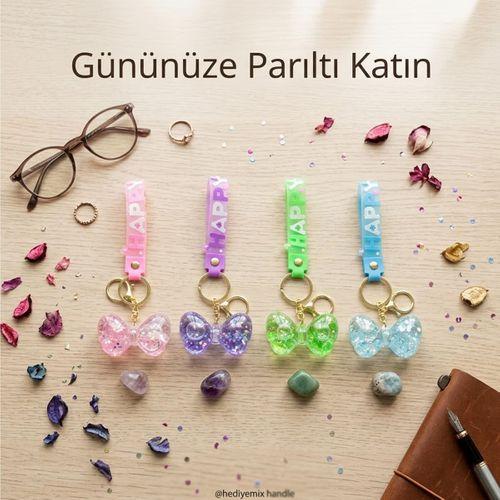 Mika kristal anahtarlık altın kulplu