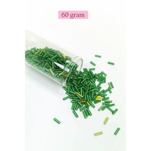 Uzun Boru Kesme Boncuk Çap 2mm Uzunluk 10 mm - 60 Gram - Yeşil - BNC295