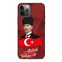 Apple iPhone 12 Pro Kılıf Atatürk (43) Thin Fit Kılıf Kırmızı Mozaik