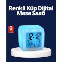 Renk Değiştiren Led Alarmlı Dijital Küp Masa Saati