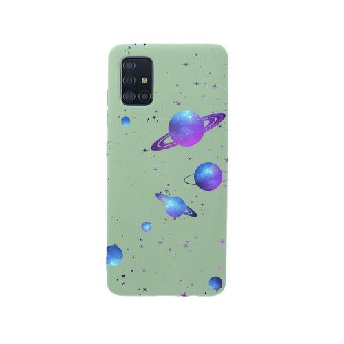 Samsung A51 Galaxy and Stars Premium Silikonlu Yeşil Telefon Kılıfı