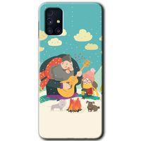 MRCİLETİSİM Samsung Galaxy M31s Kılıf Baskılı Kapak - Kış Pikniği +Tam Kaplayan Mat Seramik